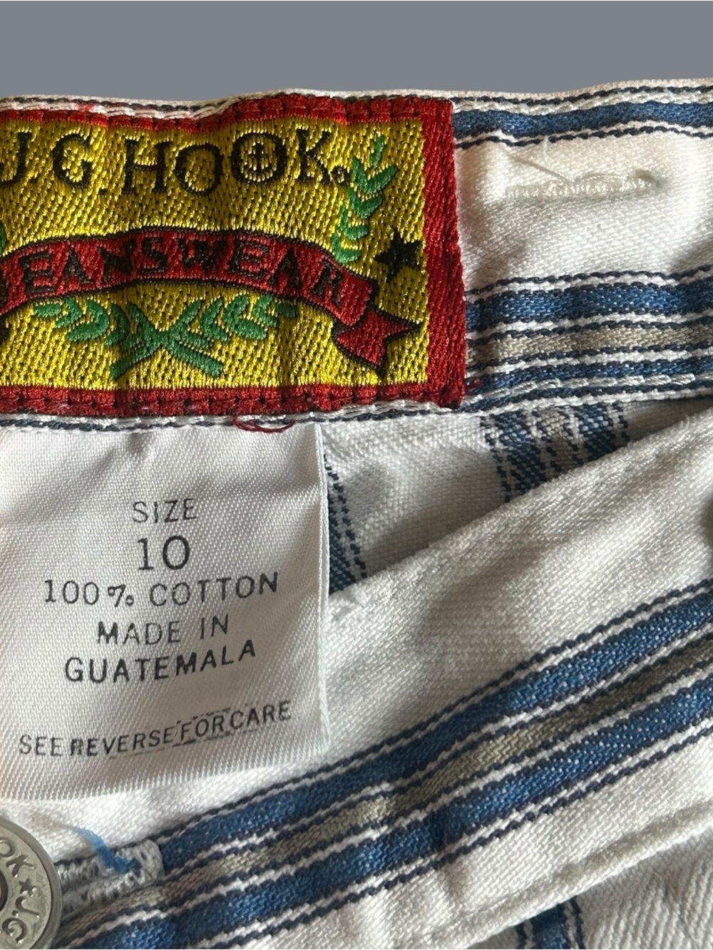 Vintage JG Hook Blue White Striped Cotton High Rise Shorts Size 10 - Picture 6 of 8